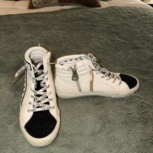 Women's Vintage Havana White and Black High-Top Sneakers